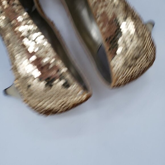 Gold Sequin Heel Pumps Special Occasions Shoes by Saugus Shoes - Picture 5 of 11
